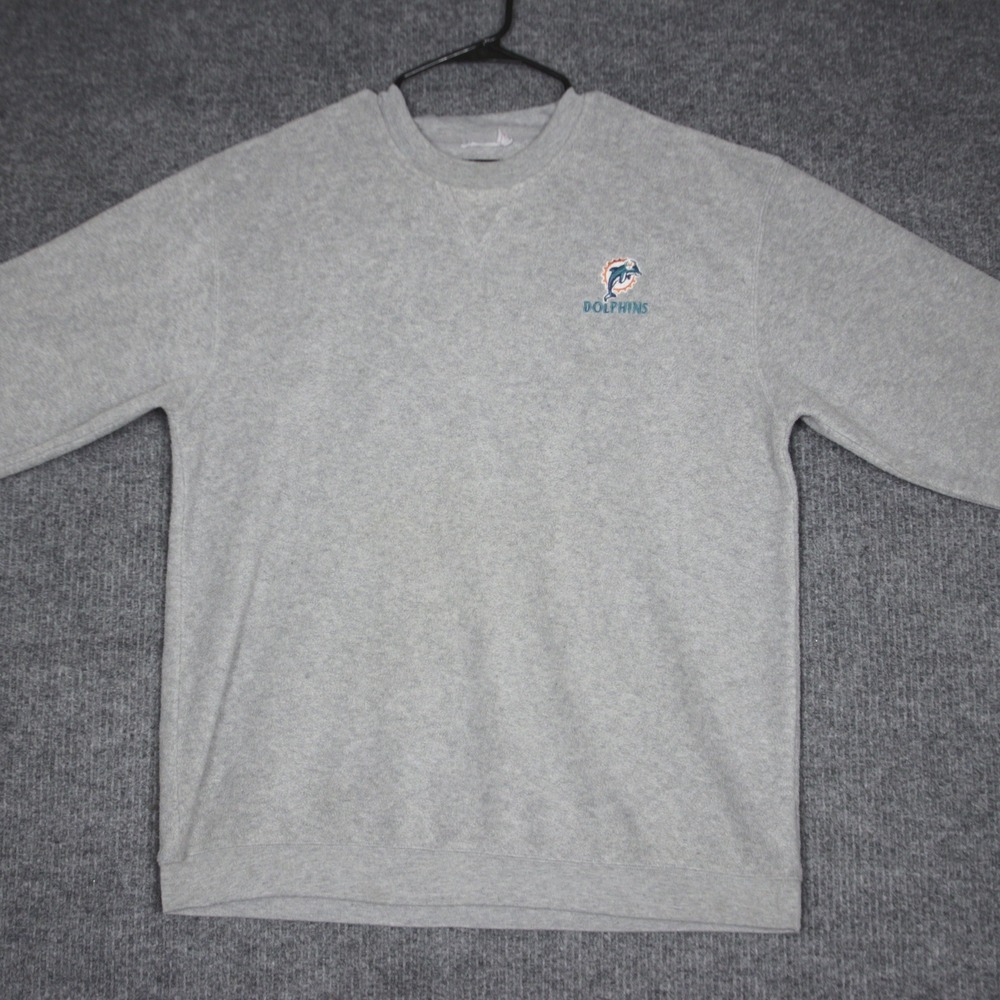Miami Dolphins Sweatshirt Mens 2XL Gray NFL Football Crewneck Embroidered Logo